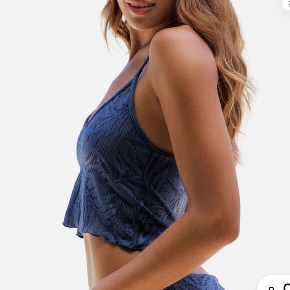 Wicked Weasel Sexy 9219 Peachy Palms Crop Top Navy M NWT - Picture 2 of 15